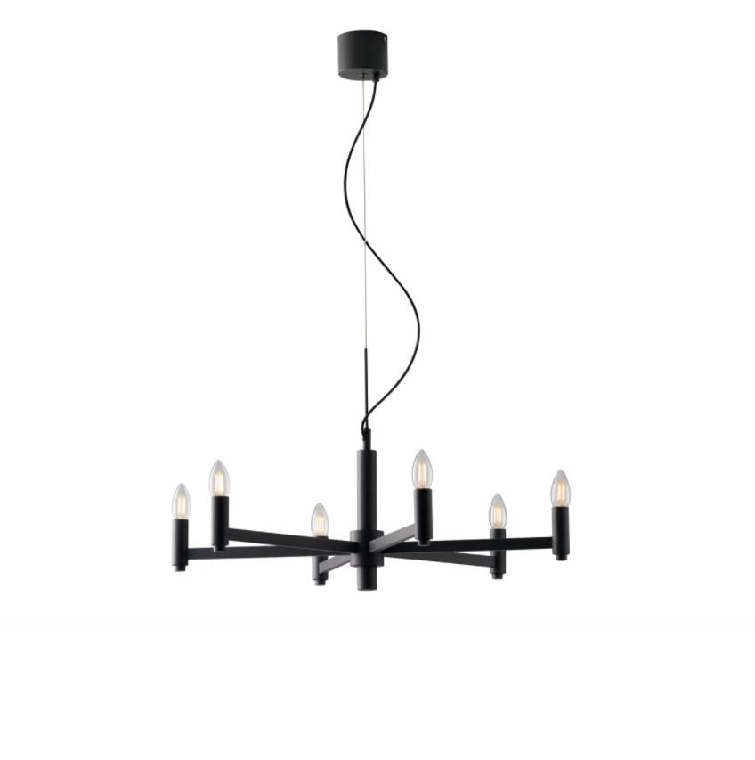 Sospensione 6 luci struttura metallo grigio ardesia satinato 6XE14 non incl. KAROL Sospensione 6 luci struttura metallo grigio ardesia satinato 6XE14 non incl. KAROL